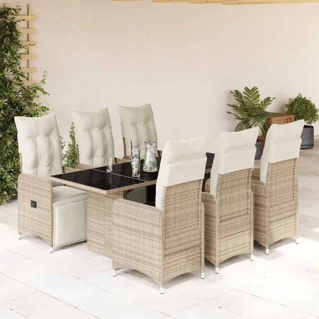 vidaXL 7-delige Bistroset met kussens poly rattan bruin, foto 2