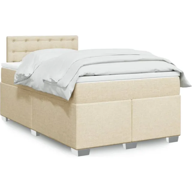 vidaXL Boxspring met matras stof crèmekleurig 120x200 cm