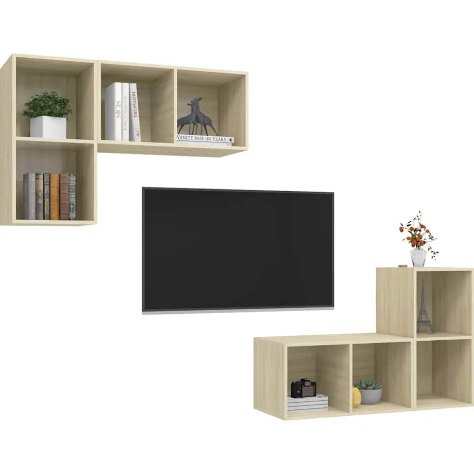 vidaXL Tv-wandmeubelen 4 st bewerkt hout sonoma eikenkleurig, foto 4