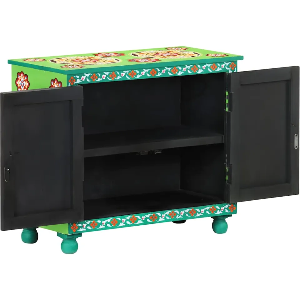 vidaXL Dressoir handgeschilderd 70x35x60 cm mangohout meerkleurig, foto 3