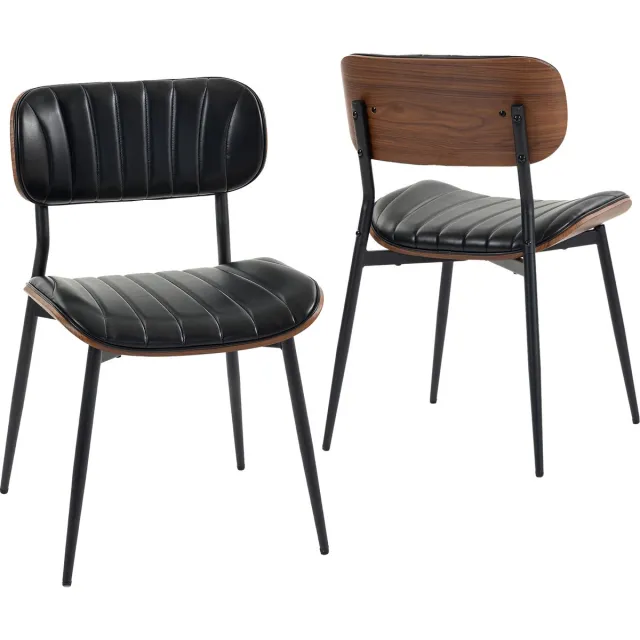 Homcom Dining Chair-Kunstleder, Formholz-49,5L x 49,5B x 80H cm-Schwarz Zwart