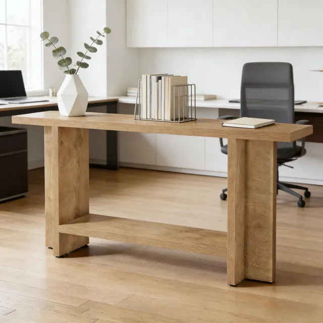 FloraGrace Salontafel - Rond Met Twee Niveaus En Opbergruimte - Industrieel Voor Woonkamer En Hal - MDF En Metaal - Zwart Bruin Walnoot