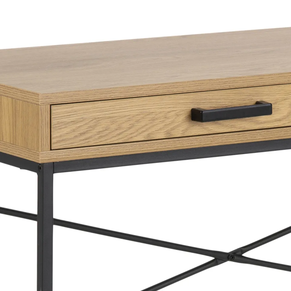 Lisomme Vic houten bureau naturel - met opbergvak - 110 x 45 cm, foto 3