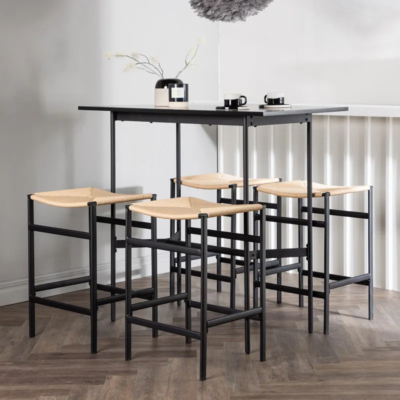 Nest living Roan metalen barkruk zwart - met rotan zitting - 66 cm, foto 2