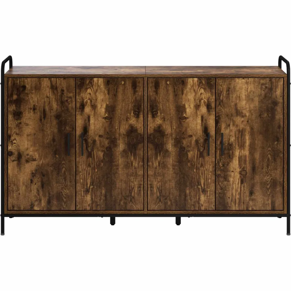 vidaXL Dressoir Gerookt eiken 97 x 33 x 81 cm Bewerkt hout, foto 4
