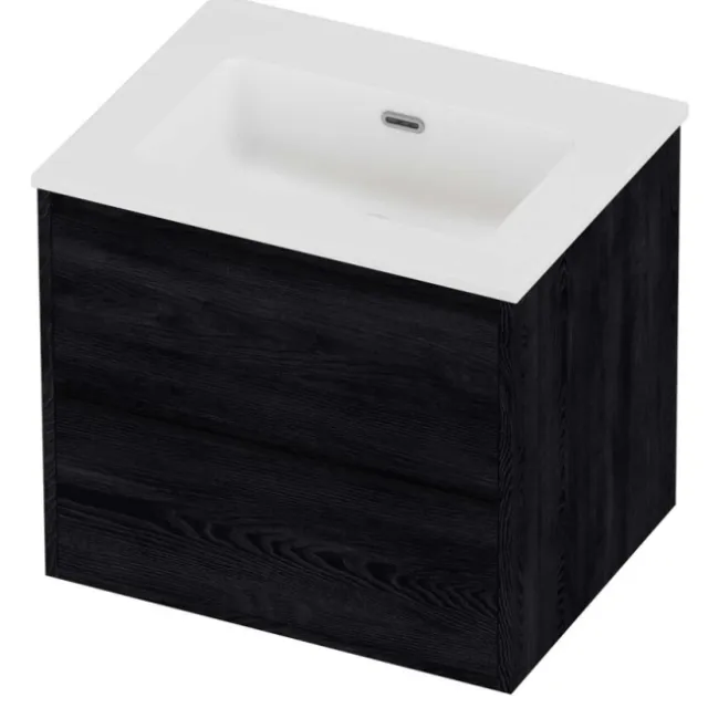 Proline Tribute Badmeubelset Porselein Elegant 2 Laden 60x46x54 cm Mat White Black Oak Eiken