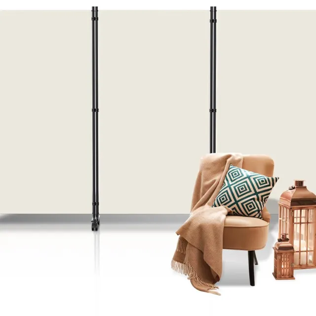 Famanu Outdoor paravent, ruimteverdeler op wieltjes, 3-delig, weerbestendig kamerscherm voor buiten en kantoor, beige, 263 x 181 cm