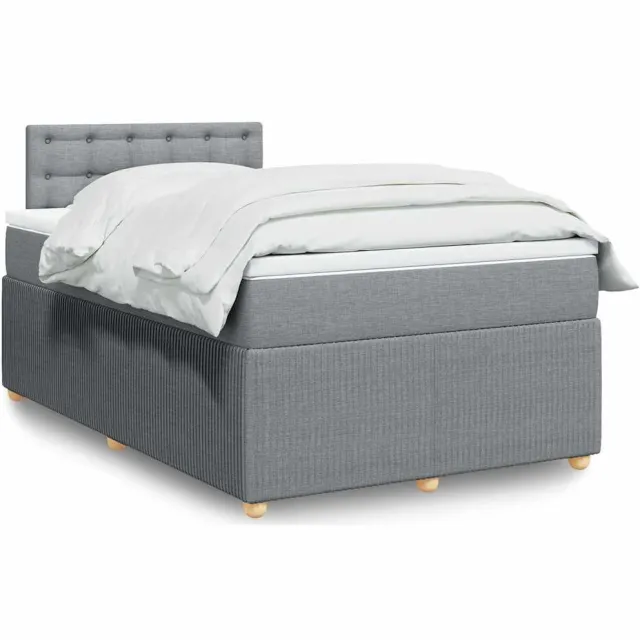 vidaXL Boxspring met matras stof lichtgrijs 120x190 cm grijs