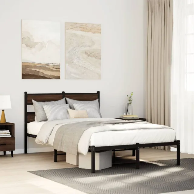 vidaXL Bedframe met hoofdbord zonder matras bruin eiken 120x190 cm