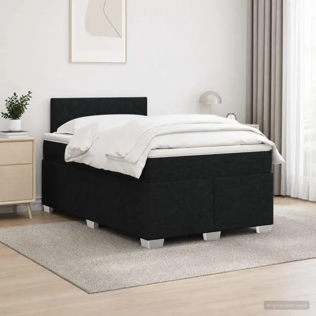 vidaXL Boxspring Bed met Matras en LED Zwart 120 x 200 cm Stof