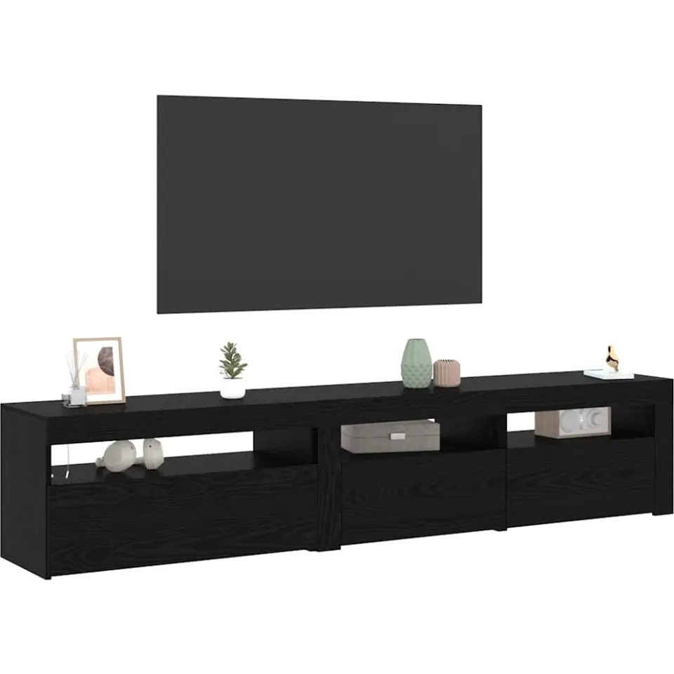 vidaXL TV-kast 2 st Zwart Eiken Bewerkt hout