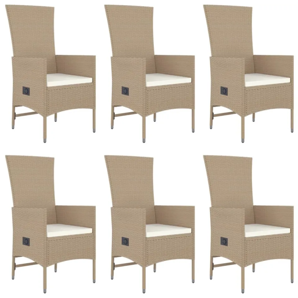 vidaXL 7-delige Tuinset met kussens poly rattan beige