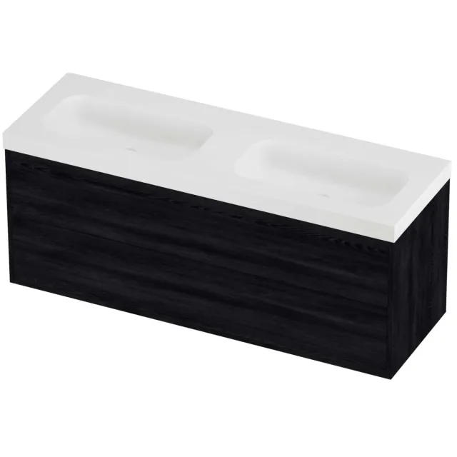 Proline Haga Badmeubelset Polystone Mezza In Kader 140x46x58 cm Mat White Black Oak Eiken
