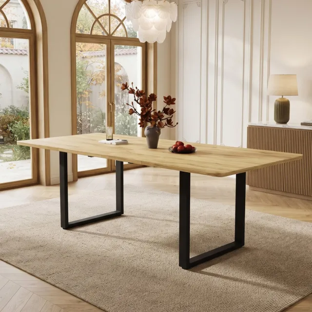 MODFU Uitschuifbare Eettafel - Rechthoekig - Modern - MDF - Naturel - 140/180/220 X 80 Cm