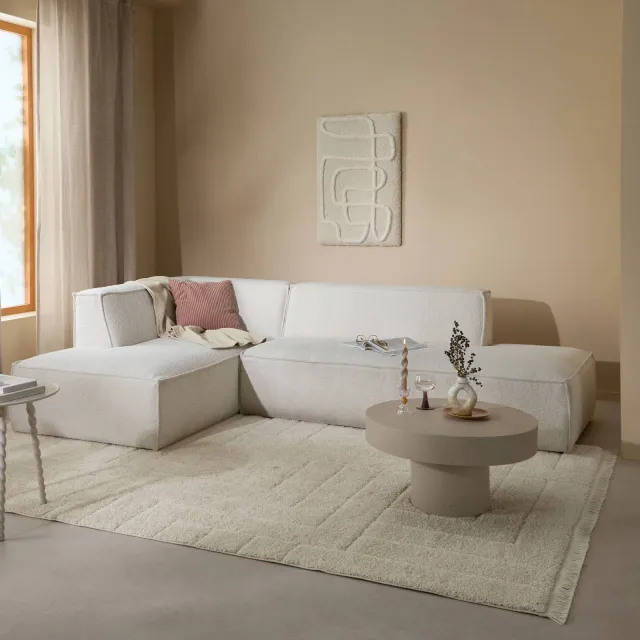 NOUS Living hoekbank links Newton - crème Crème bouclé