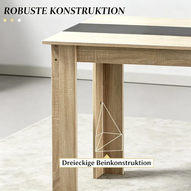 COVREO Eettafel 120 x 69 x 75 cm zwart eikenlook, spaanplaat, modern