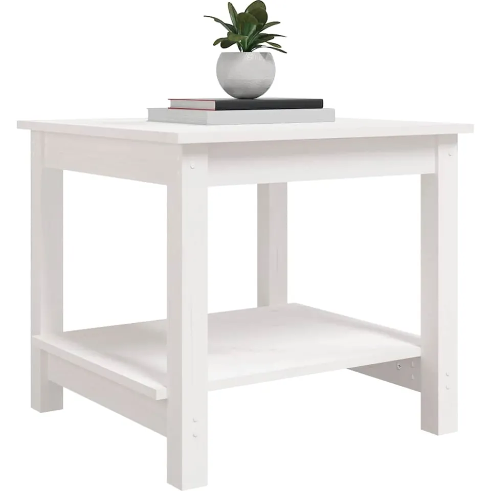 vidaXL Salontafel 50x50x45 cm massief grenenhout wit