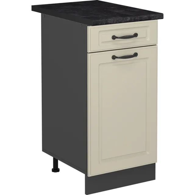 Vicco Keukenonderkast R-Line, Zand landelijk/Antraciet, 40 cm antraciet werkblad