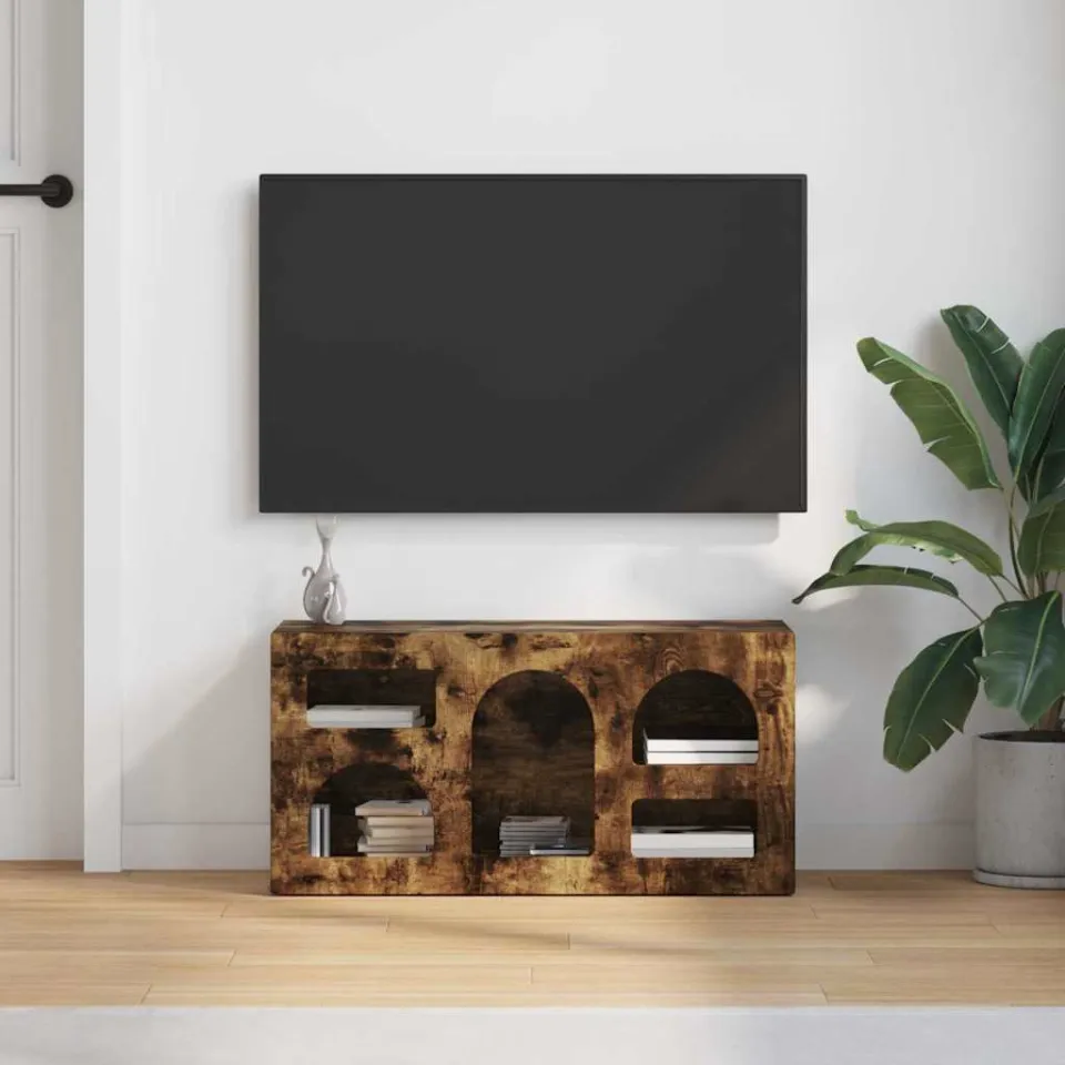vidaXL TV-kast ELST 80 x 35 x 40 cm Gerookt eiken Bewerkt hout, foto 4