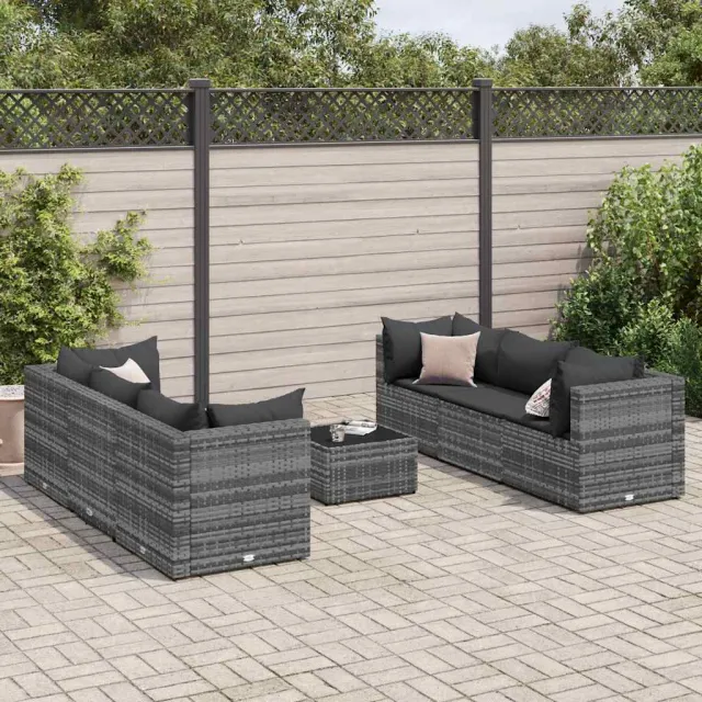 vidaXL 7-delige Loungeset met kussens poly rattan grijs, foto 2