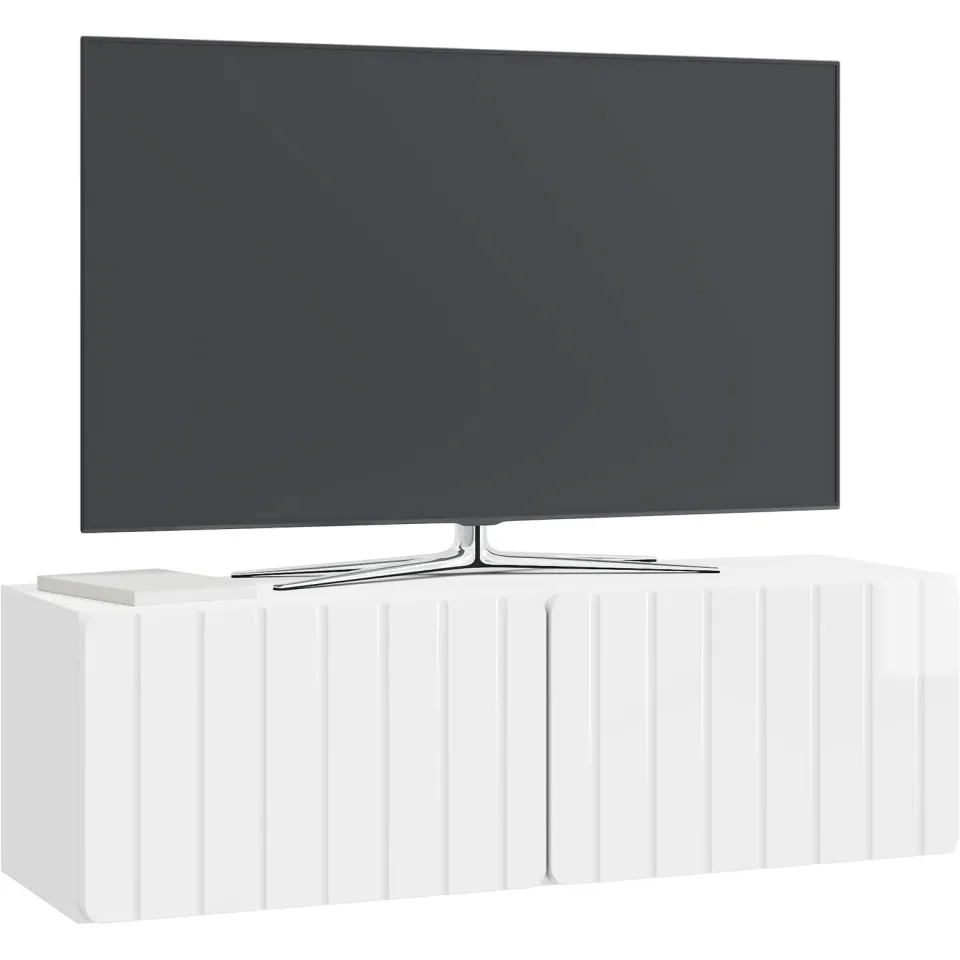 vidaXL Wandbeugel TV-kast 98 x 31 x 30 cm Hoogglans Wit Bewerkt hout