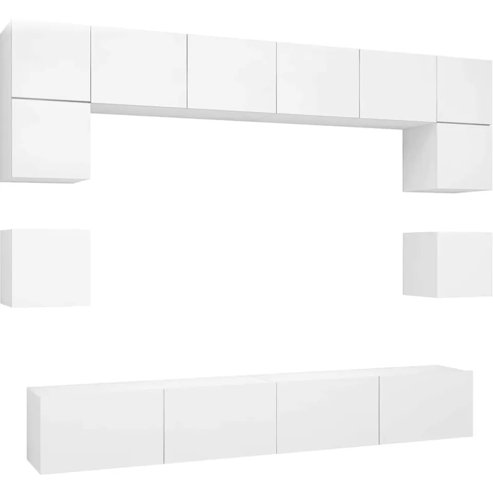 vidaXL 8-delige Tv-meubelset bewerkt hout wit, foto 3