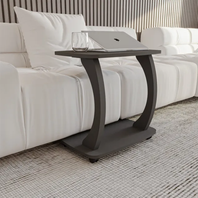 sugodesign Arasta Bijzettafel met Wielen – Laptoptafel voor Bank – Kleine Woonkamertafel – Salontafel in Stijlvolle Antraciet Look