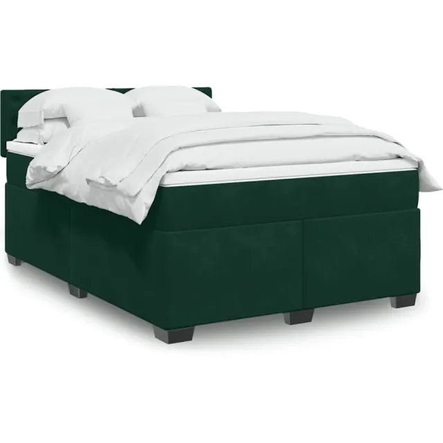 vidaXL Boxspring met matras fluweel donkergroen 140x200 cm groen
