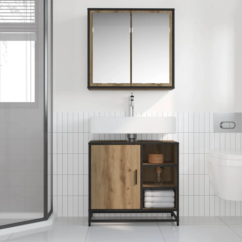 vidaXL Badkamermeubelset 2 st Artisan Eiken 65 x 33 x 60 cm, foto 4
