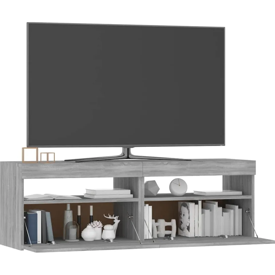 vidaXL Tv-meubel met LED-verlichting 120x35x40 cm grijs sonoma eiken, foto 3