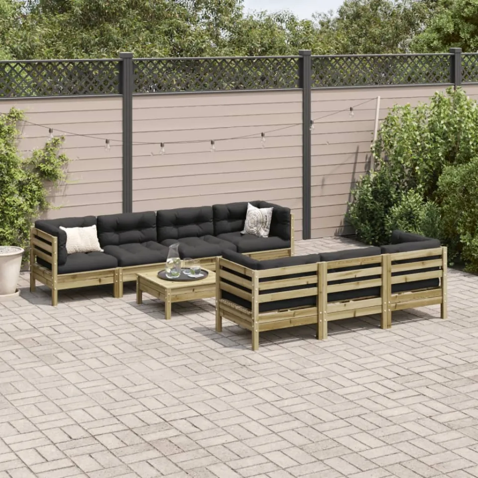vidaXL 8-delige Loungeset met kussens geïmpregneerd grenenhout bruin, foto 2