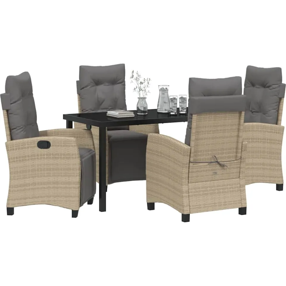 vidaXL Tuin eettafelset 5 st Beige poly rattan
