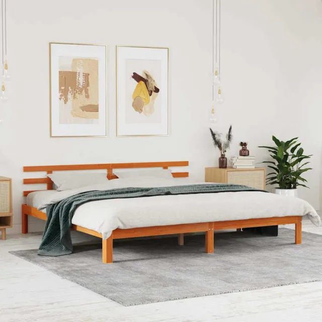 vidaXL Bedframe Wasbruin 203,5 x 205,5 x 69,5 cm Massief Hout Frissen
