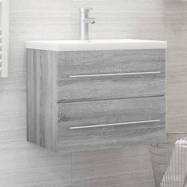 vidaXL Wastafelkast 60x38,5x48 cm bewerkt hout grijs sonoma eikenkleur, foto 2