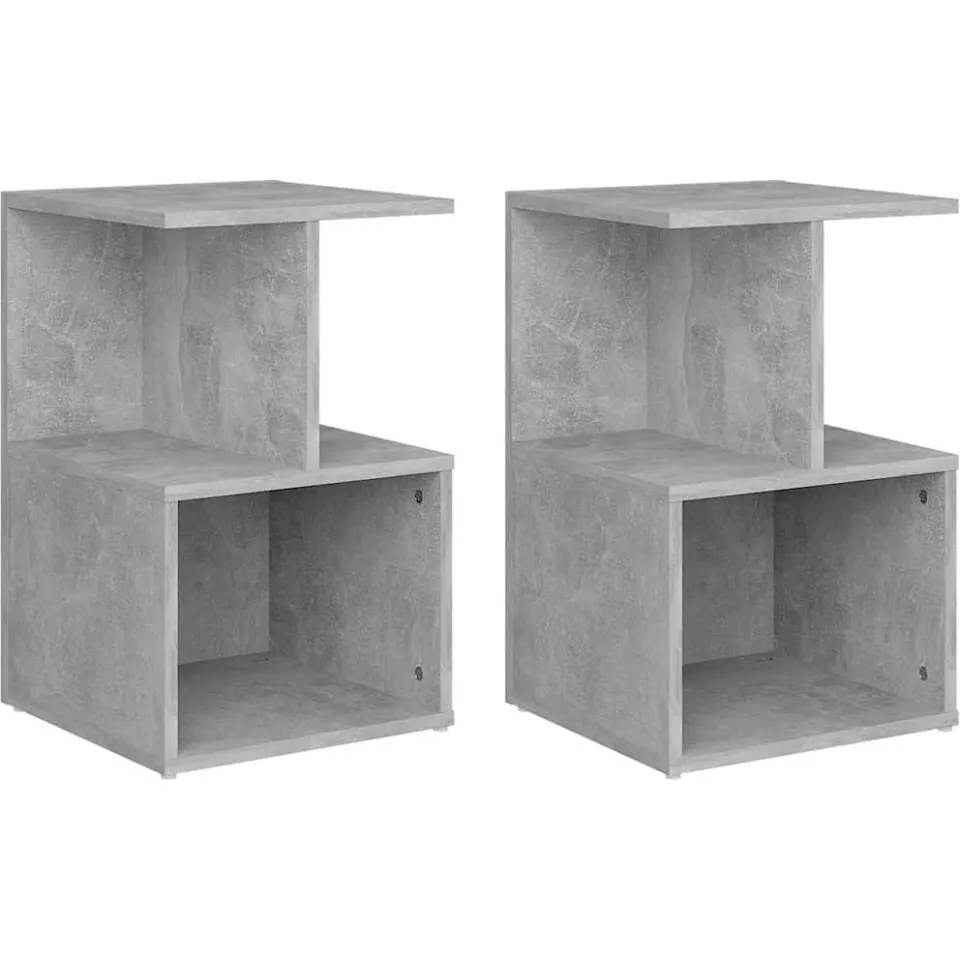 vidaXL Nachtkastjes 2 st 35x35x55 cm bewerkt hout betongrijs grijs, foto 3