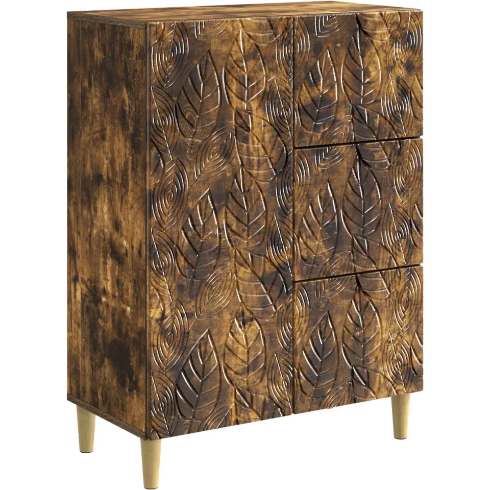 vidaXL Dressoir Gerookt eiken 66 x 34,5 x 90 cm Bewerkt hout Bruin