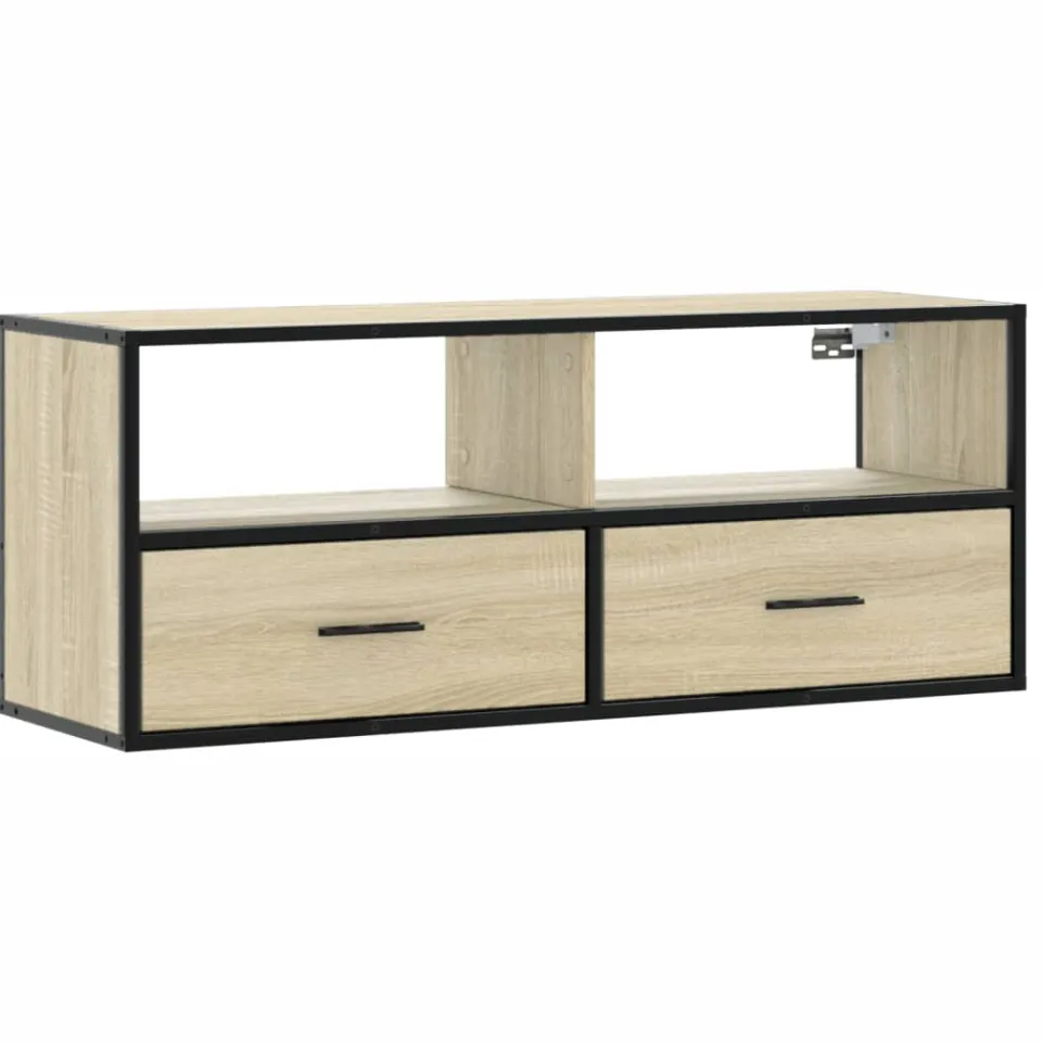 vidaXL Tv-meubel 100x31x39,5cm bewerkt hout metaal sonoma eikenkleurig, foto 3