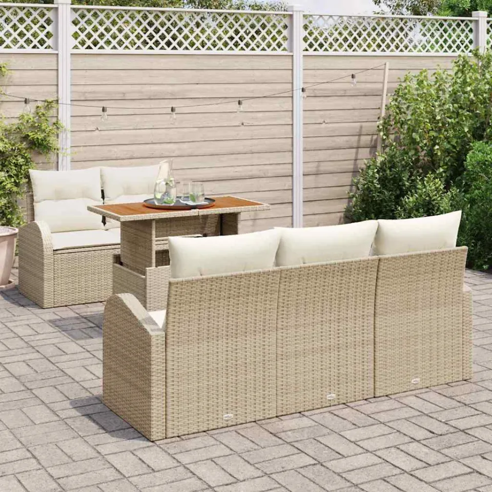 vidaXL Tuin Sofa Set 6 st Beige Poly riet, foto 3