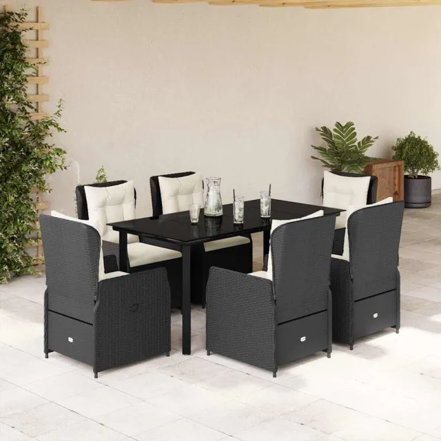 vidaXL 7-delige Tuinset met kussens poly rattan zwart, foto 2