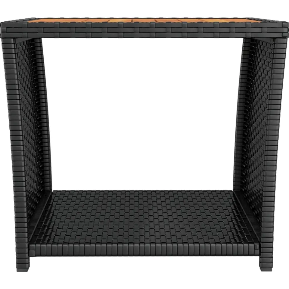 vidaXL Salontafel met houten blad poly ratten en acaciahout zwart