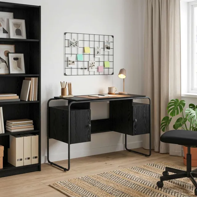 vidaXL Bureau met opbergruimte Zwart eiken 120 x 50.5 x 75.5 cm, foto 2