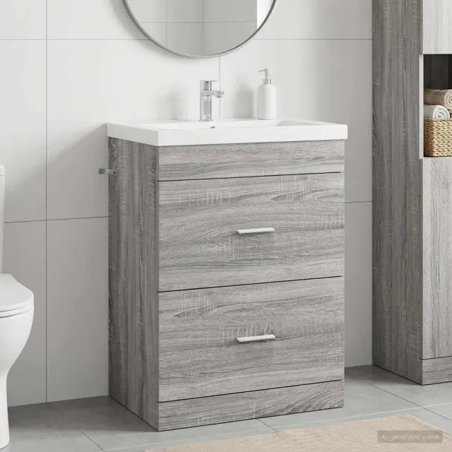 vidaXL Badkamer onder wastafel kast Grijs Sonoma 56 x 37,5 x 81 cm