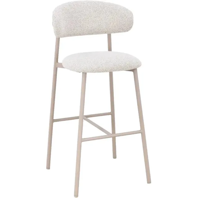 Goossens Barstoel Siem - beige - stof - zithoogte 80 cm - zonder armleuning
