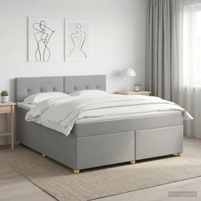 vidaXL Boxspringbed met matras Lichtgrijs 180 x 200 cm Stof