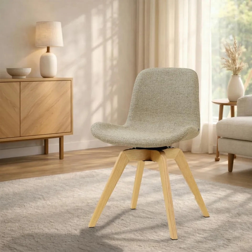 Nolon Noor-Fé draaibare eetkamerstoel taupe melange - houten onderstel, foto 2