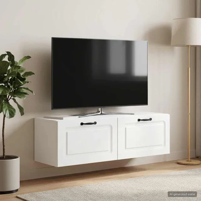 vidaXL Wandbeugel TV-kast Wit 98 x 31 x 30 cm Bewerkt hout
