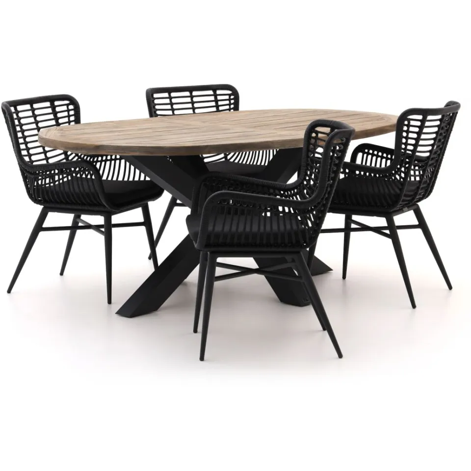 Intenso Furniture Intenso Asti/Rough-Y Ellips 200cm dining tuinset 5-delig grijs, foto 5