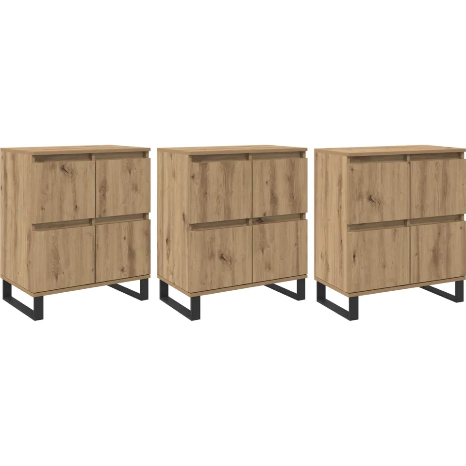 vidaXL Dressoir 3 st Artisan Eiken 60 x 35 x 70 cm, foto 3