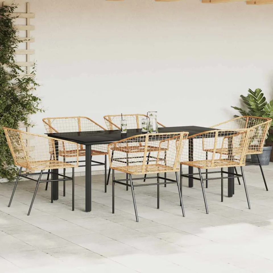 vidaXL 7-delige Tuinset poly rattan glas bruin, foto 2