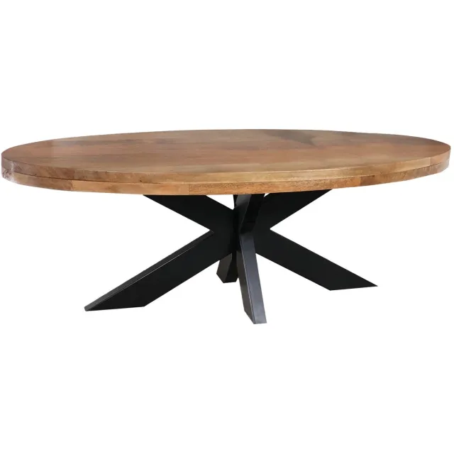 Lizzely Garden & Living Salontafel ovaal mangohout 130cm Jimmy lichtbruin duurzaam hout mango ovale bijzettafel